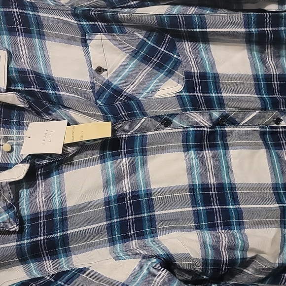 Hester & Orchard shirt white and blue Plaid S - Picture 3 of 7